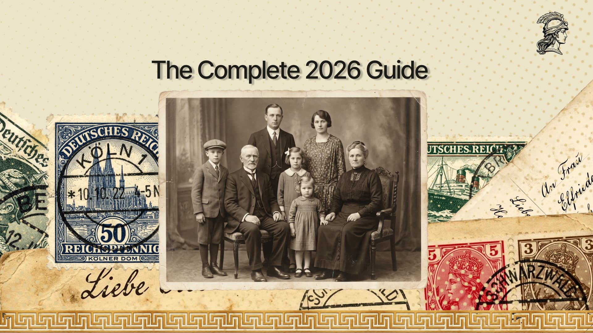 Vintage German family portrait with Deutsches Reich stamps and old letters illustrating German citizenship by descent across generations - The Complete 2026 Guide