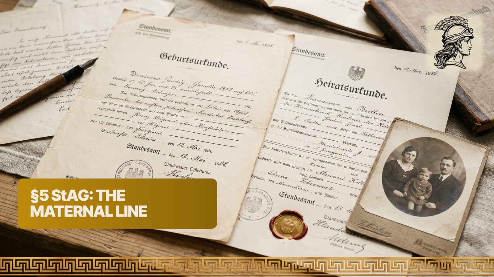German vital records, a Geburtsurkunde and Heiratsurkunde from a Standesamt used to prove a German citizenship descent claim.