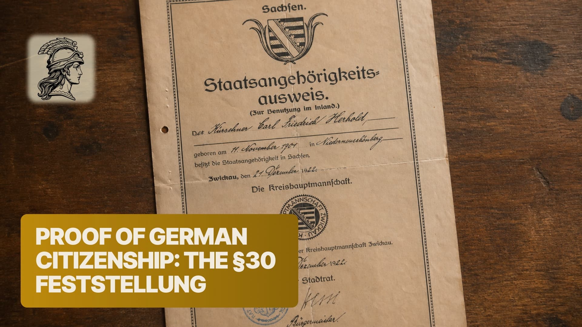 German certificate of nationality and a passport side by side, illustrating proof of German citizenship by descent