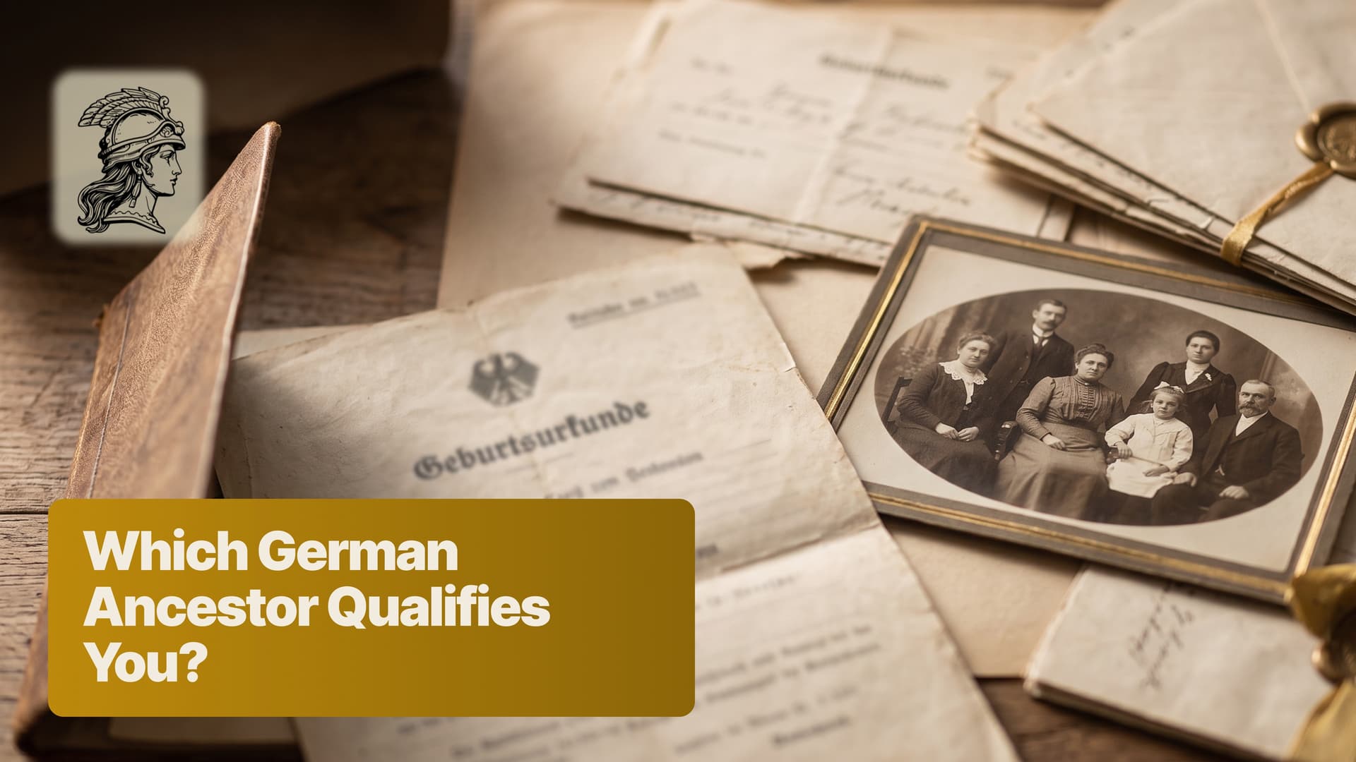 Family documents and a German birth certificate laid out for a German citizenship by descent assessment